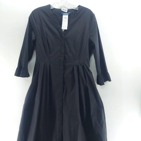 MaxMara black pleated  Dress Long Sleeve size 8 - Picture 2 of 15